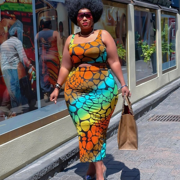 2 pc giraffe print skirt set - Picture 3 of 3